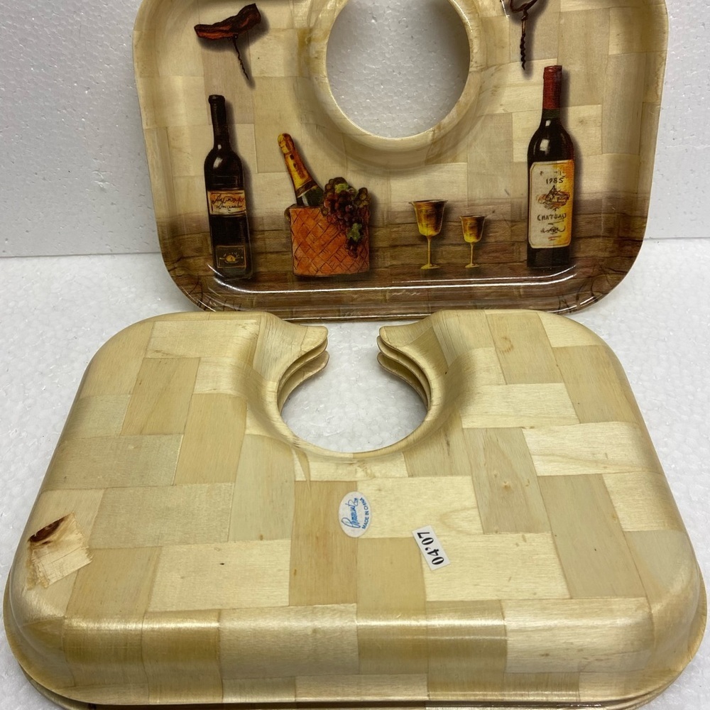 Pomeranian Gourmet Appetizer Wine Glass Trays Set 4 Camp Core - Picture 6 of 7